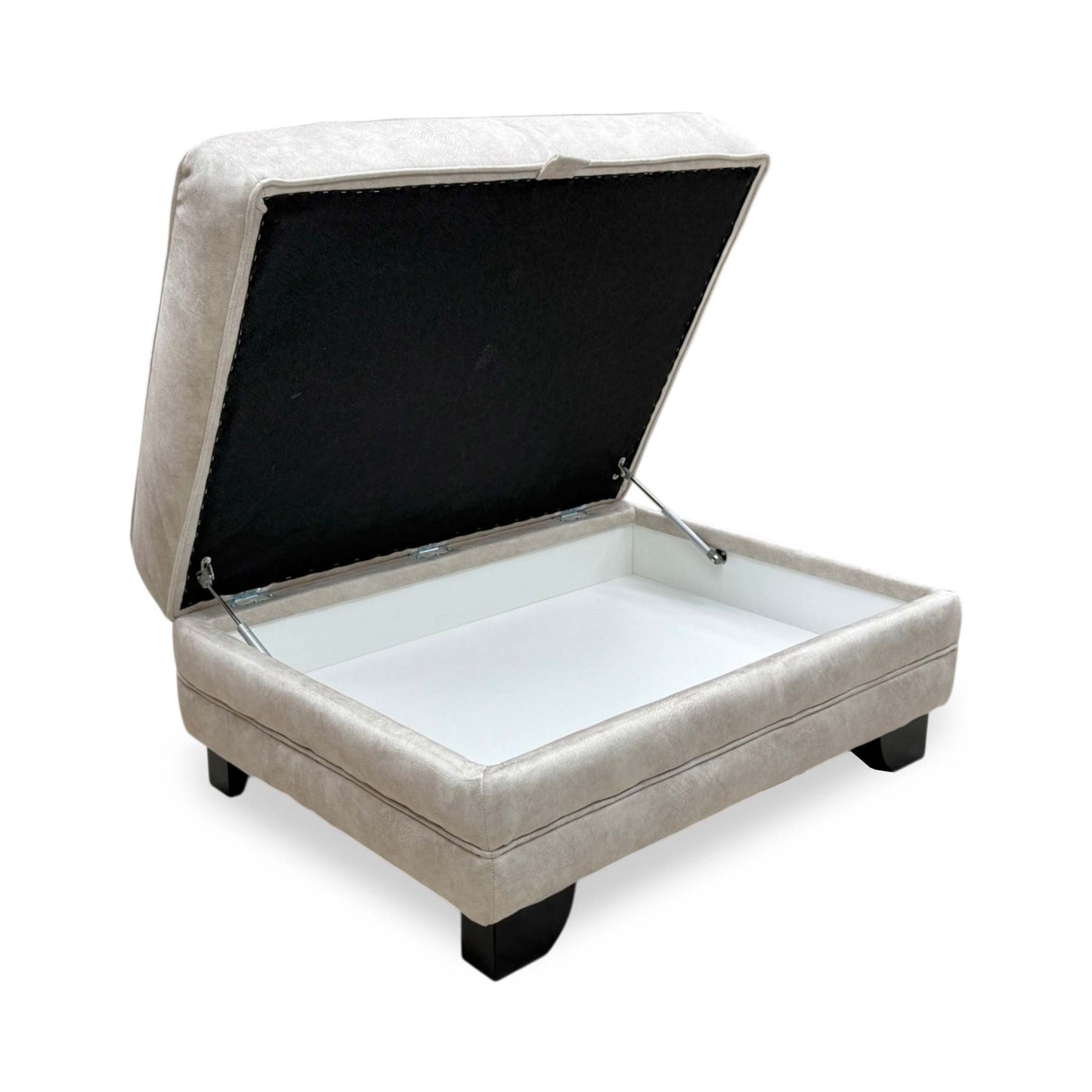 'Mariah' Dapple Ivory Fabric Large Storage Footstool