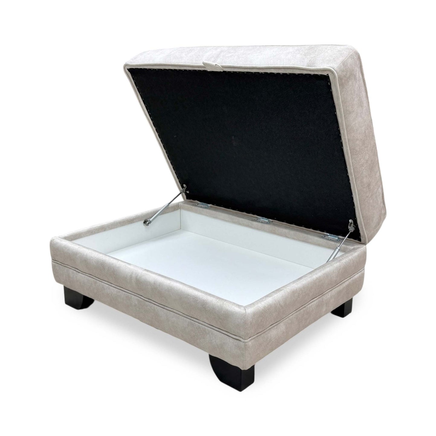 'Mariah' Dapple Ivory Fabric Large Storage Footstool