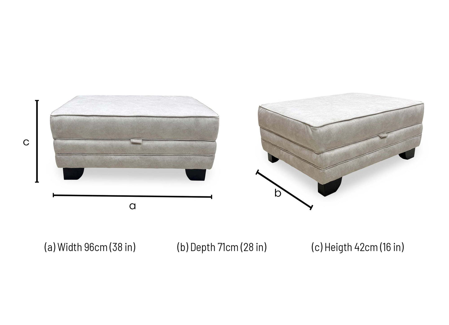 'Mariah' Dapple Ivory Fabric Large Storage Footstool