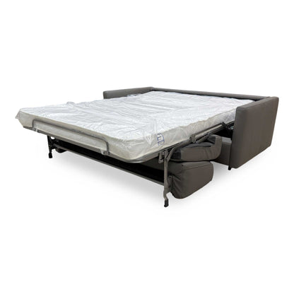 Nicoletti 'Alcova' Torello Grigio Scuro 327 Leather 2.5 Seater Sofa Bed with Slim Arms