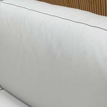 Nicoletti 'Alcova' Torello Tortora Grey Dark Feet Leather 2.5 Seater Sofa Bed with Scroll Arms