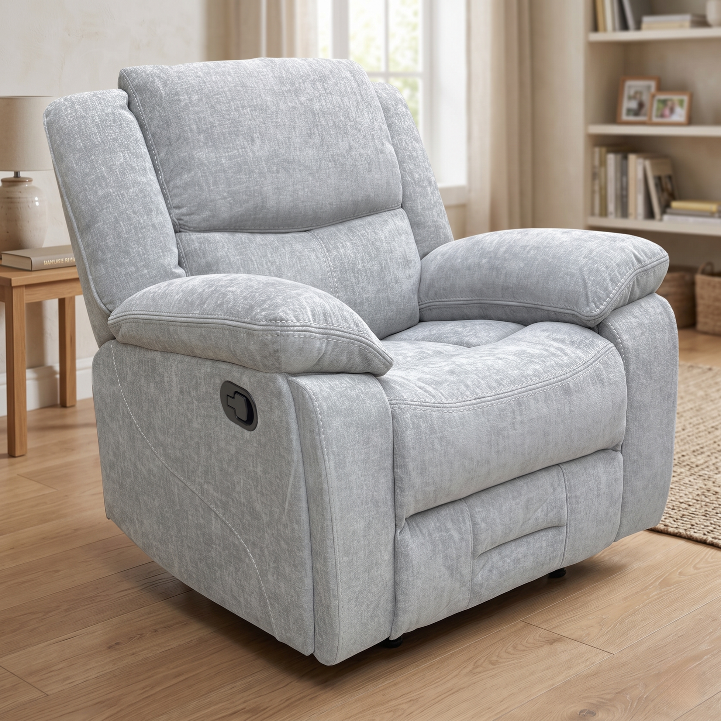 ‘Weston' Grey Tight Weave Fabric Manual Recliner Chair