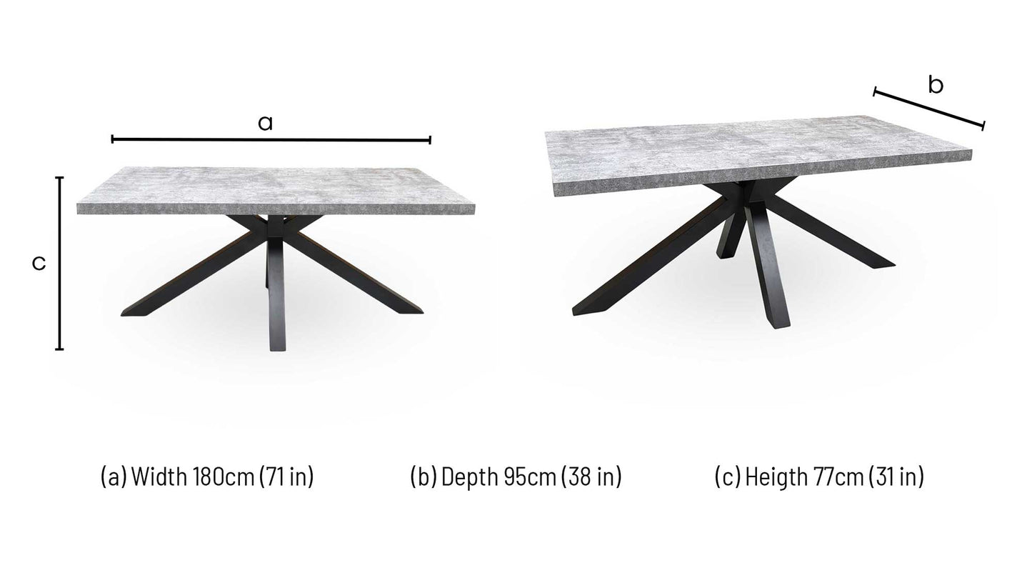 ‘Moon’ Grey Concrete Effect Star Base Dining Table