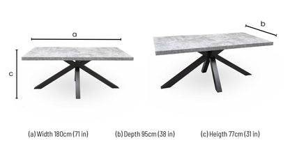 ‘Moon’ Grey Concrete Effect Star Base Dining Table