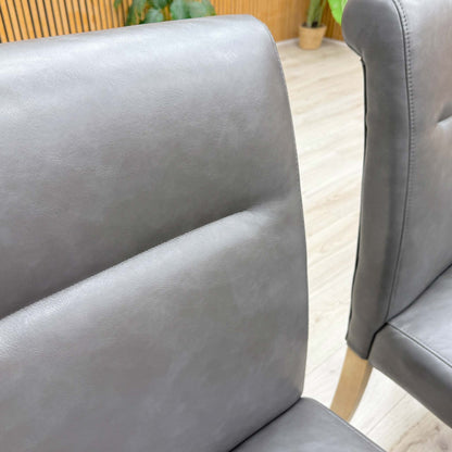 'Lewis' Dark Grey Set of 6 Roll Back Faux Leather Dining Chairs