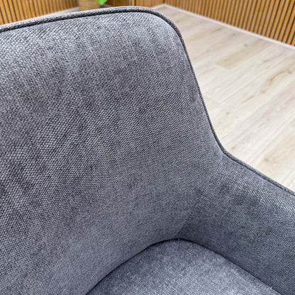 'Jose' Anthracite Grey Fabric Pair of Swivel Dining Arm Chairs