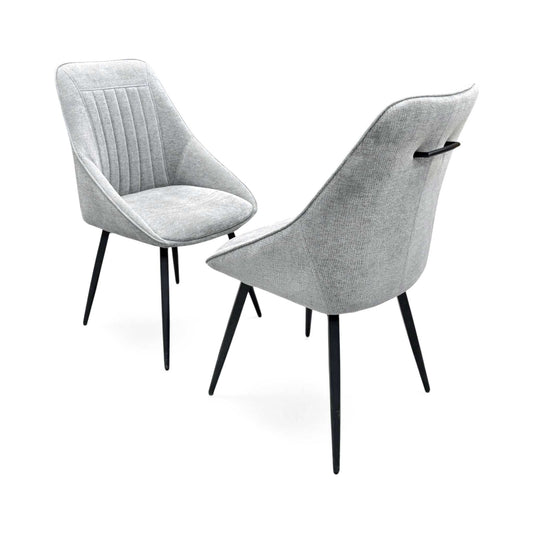 Crete Silver Fabric Swivel Dining Chairs - Set of 2