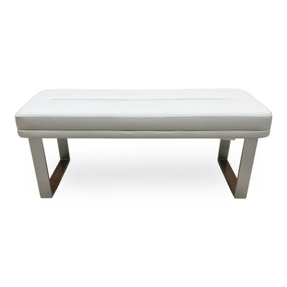 'Avorio' Neutral Faux Leather Low Dining Bench