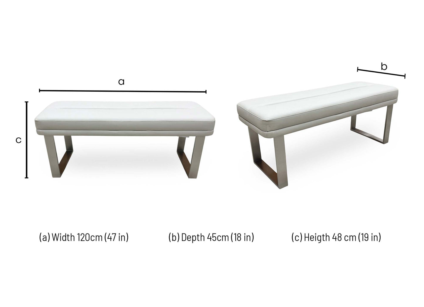 'Avorio' Neutral Faux Leather Low Dining Bench
