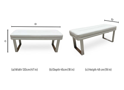 'Avorio' Neutral Faux Leather Low Dining Bench