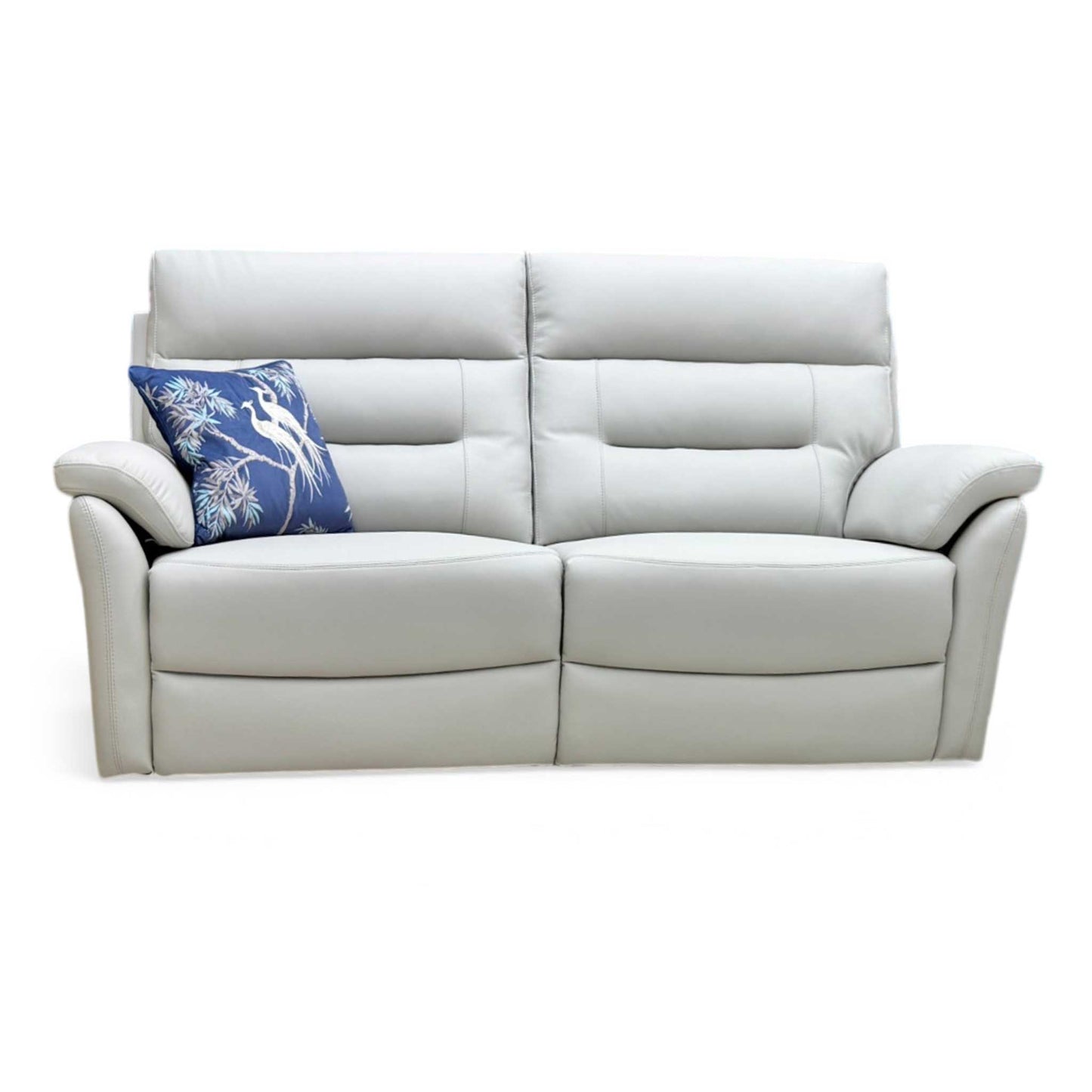 ‘Sally' Light Grey Leather 3 Seater + Power Recliner Chair Sofa Set