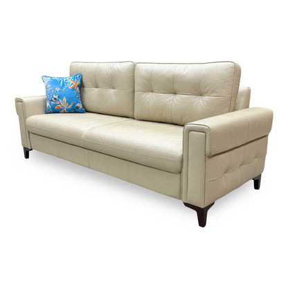'Zoom' Dacota Pebble Cream La-4305 Leather 3 Seater Sofa Bed