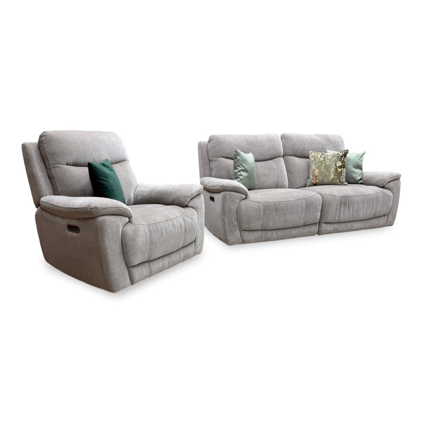 'Sloane' Manhattan Nutmeg Fabric 3 Seater Power Recliner Sofa + Power Chair