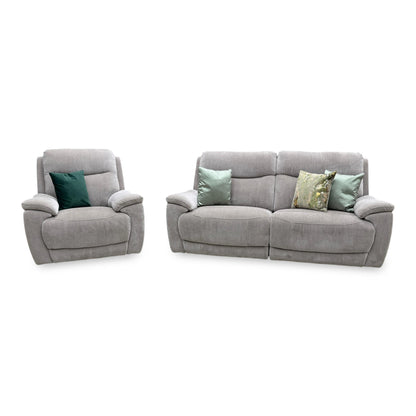 'Sloane' Manhattan Nutmeg Fabric 3 Seater Power Recliner Sofa + Power Chair
