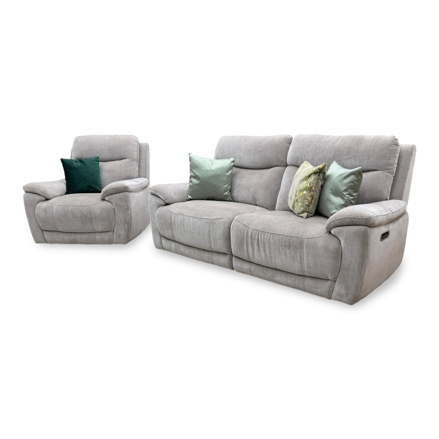 'Sloane' Manhattan Nutmeg Fabric 3 Seater Power Recliner Sofa + Power Chair
