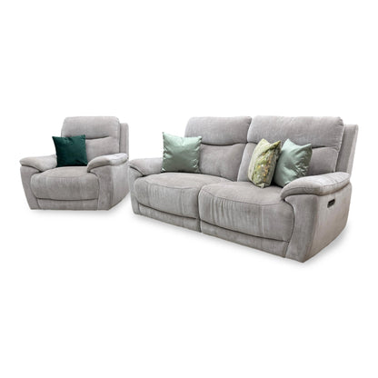 'Sloane' Manhattan Nutmeg Fabric 3 Seater Power Recliner Sofa + Power Chair