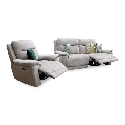 'Sloane' Manhattan Nutmeg Fabric 3 Seater Power Recliner Sofa + Power Chair