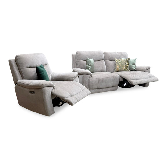 'Sloane' Manhattan Nutmeg Fabric 3 Seater Power Recliner Sofa + Power Chair