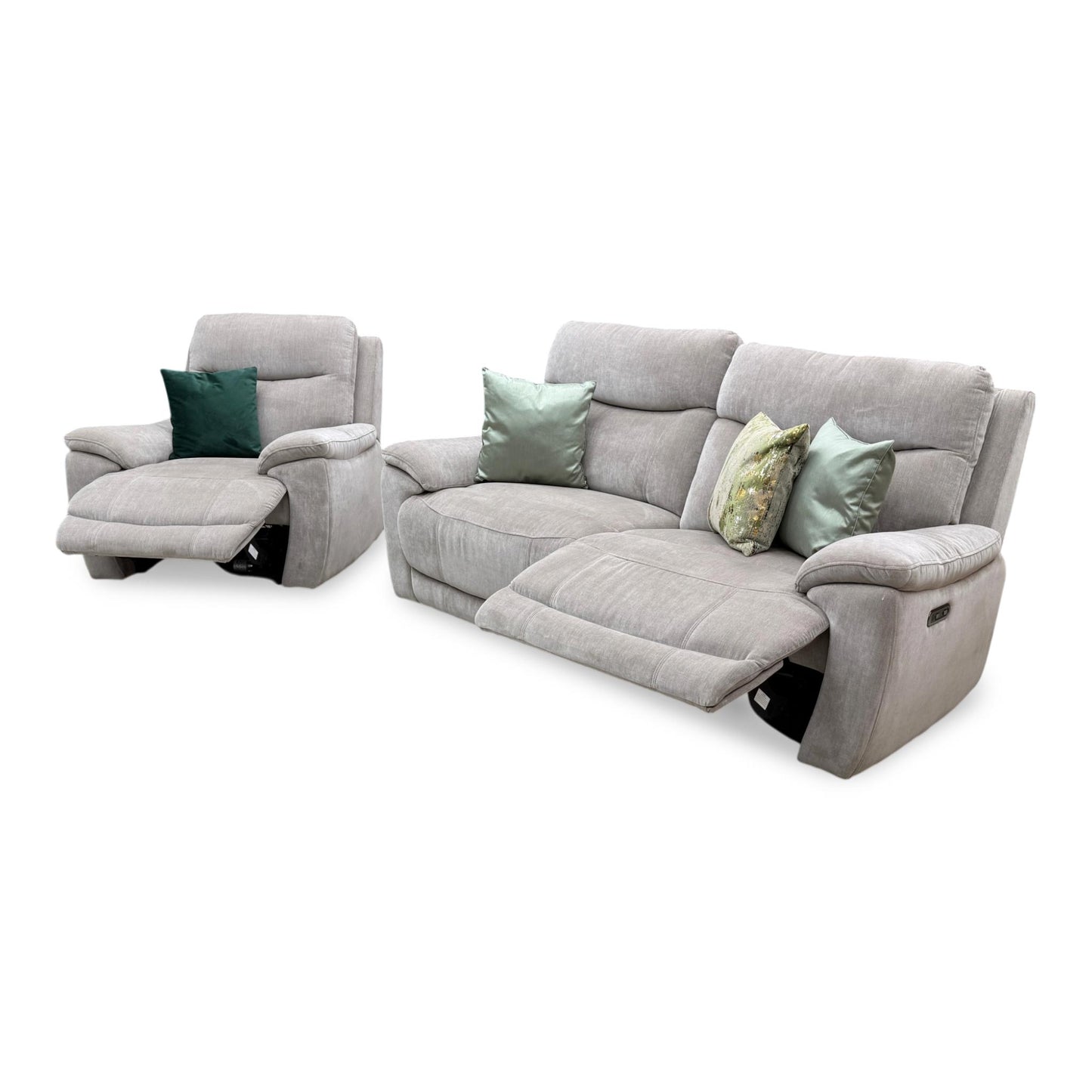 'Sloane' Manhattan Nutmeg Fabric 3 Seater Power Recliner Sofa + Power Chair