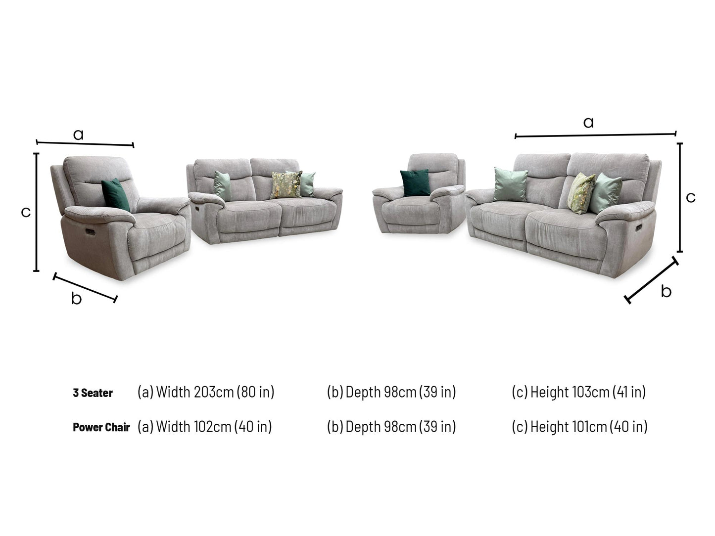 'Sloane' Manhattan Nutmeg Fabric 3 Seater Power Recliner Sofa + Power Chair