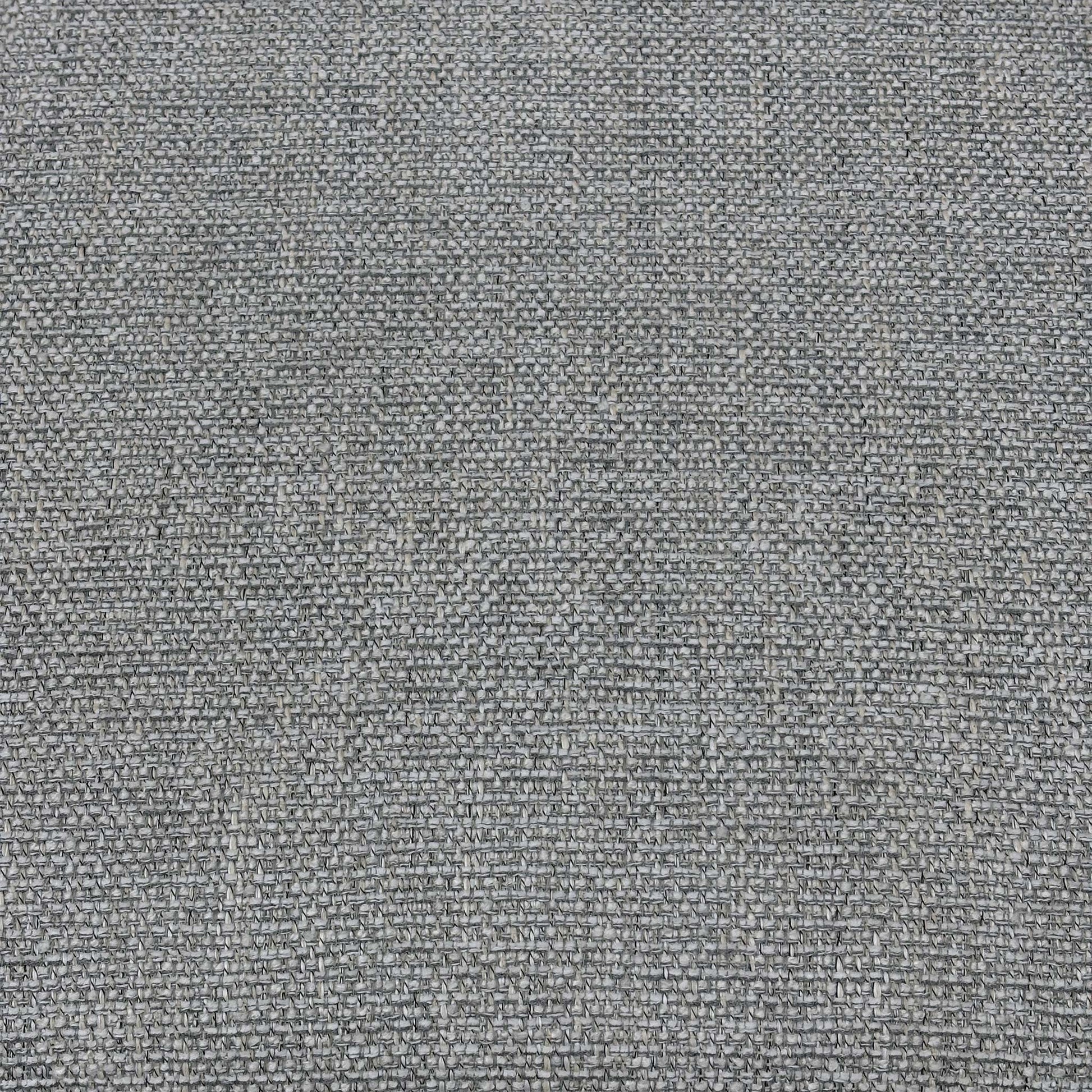 Close up view of the Moderna BLR Pearl Grey fabric upholstery, emphasizing the high-quality woven textile texture, durable seams, and integrated chrome electric control buttons.
