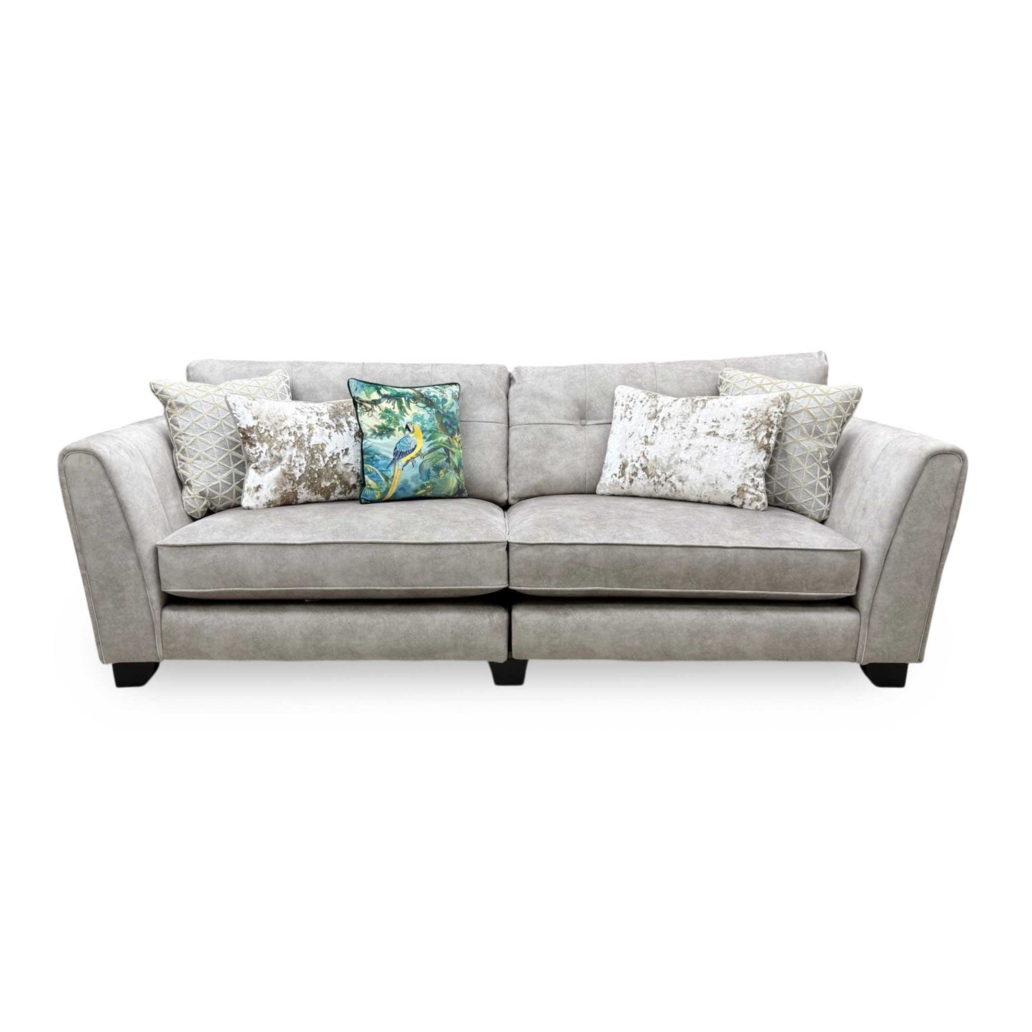 'Mariah' Dapple Cream-Tri Chrome Fabric 4 Seater Classic Back Split Frame Sofa (Ariana)