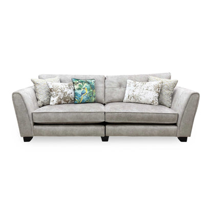 'Mariah' Dapple Cream-Tri Chrome Fabric 4 Seater Classic Back Split Frame Sofa (Ariana)