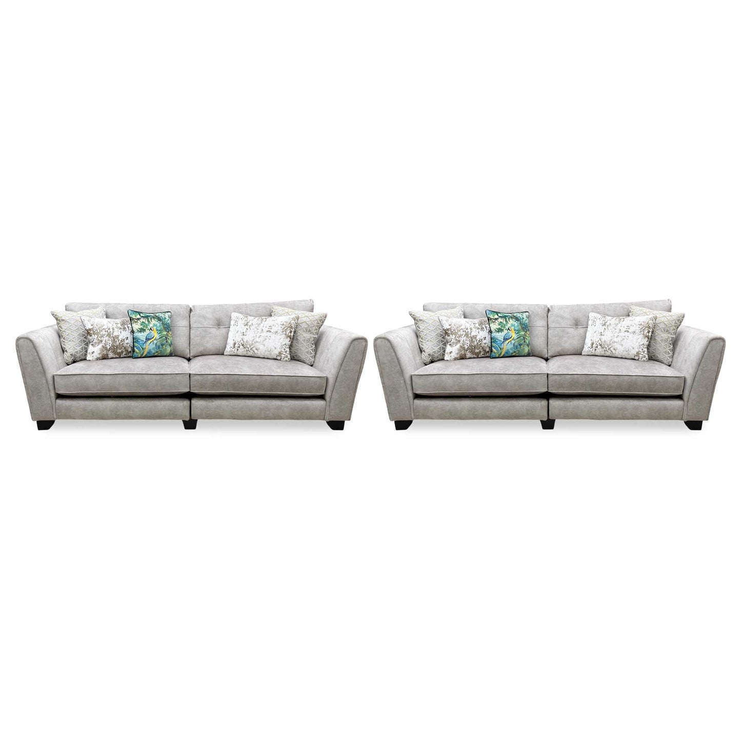 'Mariah' Dapple Cream-Tri Chrome Fabric 4 + 4 Seater Classic Back Split Frame Sofa Set (Ariana) Furniture Village