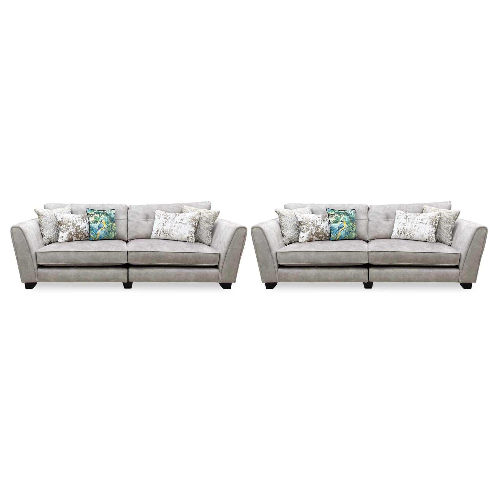 'Mariah' Dapple Cream-Tri Chrome Fabric 4 + 4 Seater Classic Back Split Frame Sofa Set (Ariana) Furniture Village