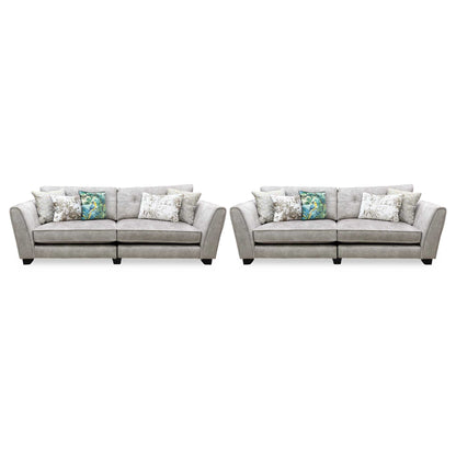 'Mariah' Dapple Cream-Tri Chrome Fabric 4 + 4 Seater Classic Back Split Frame Sofa Set (Ariana) Furniture Village