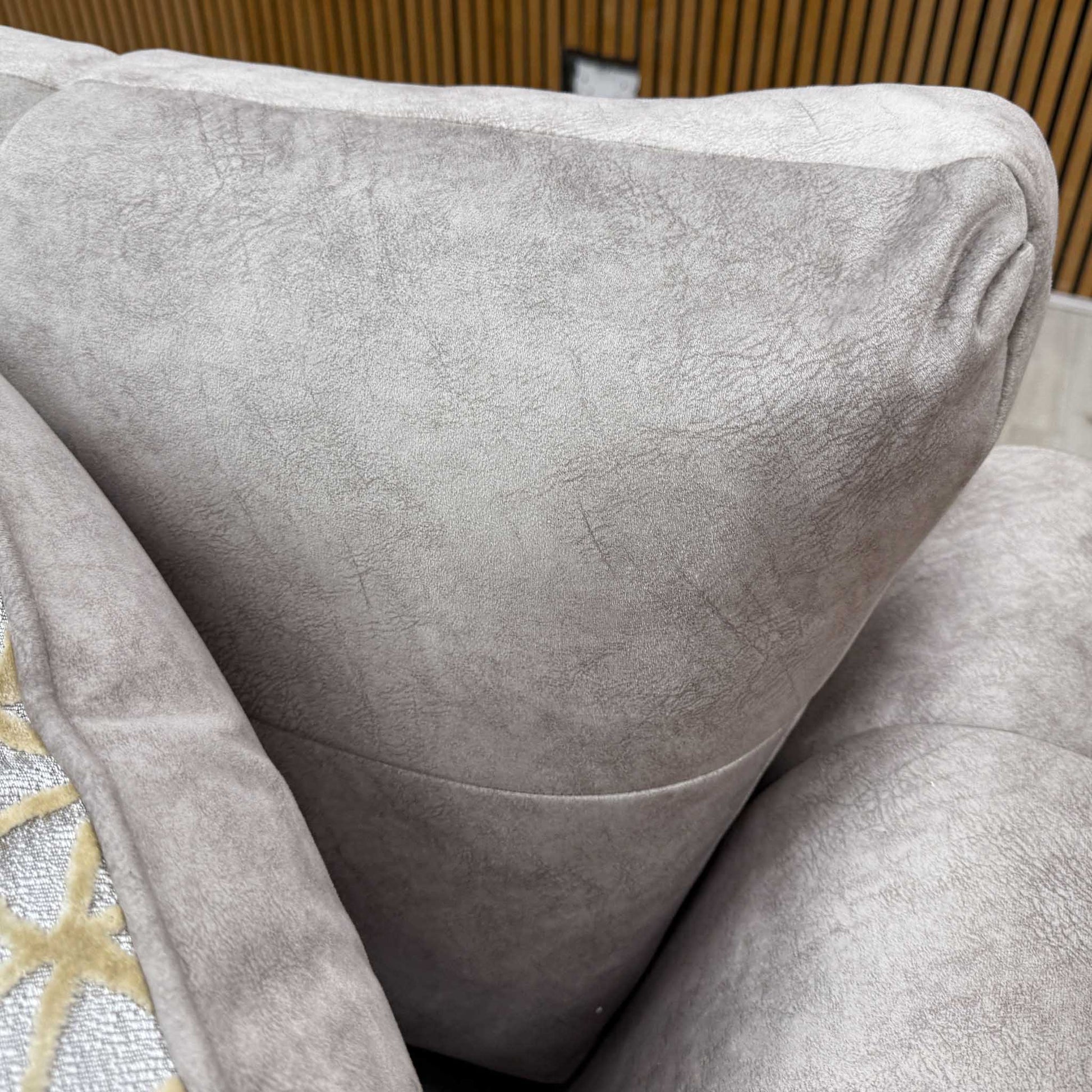 'Mariah' Dapple Cream-Tri Chrome Fabric 4 + 4 Seater Classic Back Split Frame Sofa Set (Ariana) Furniture Village