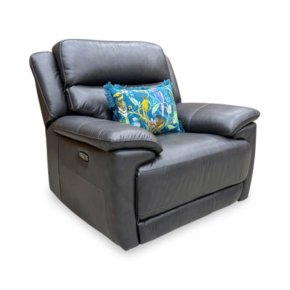 World of Leather 'Touch' Bv-3500 Classic Black Leather Power Recliner Armchair