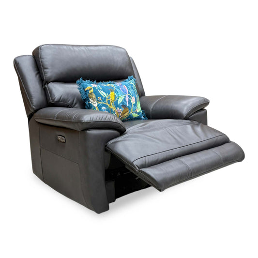 World of Leather 'Touch' Bv-3500 Classic Black Leather Power Recliner Armchair