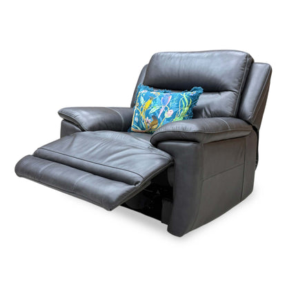 World of Leather 'Touch' Bv-3500 Classic Black Leather Power Recliner Armchair