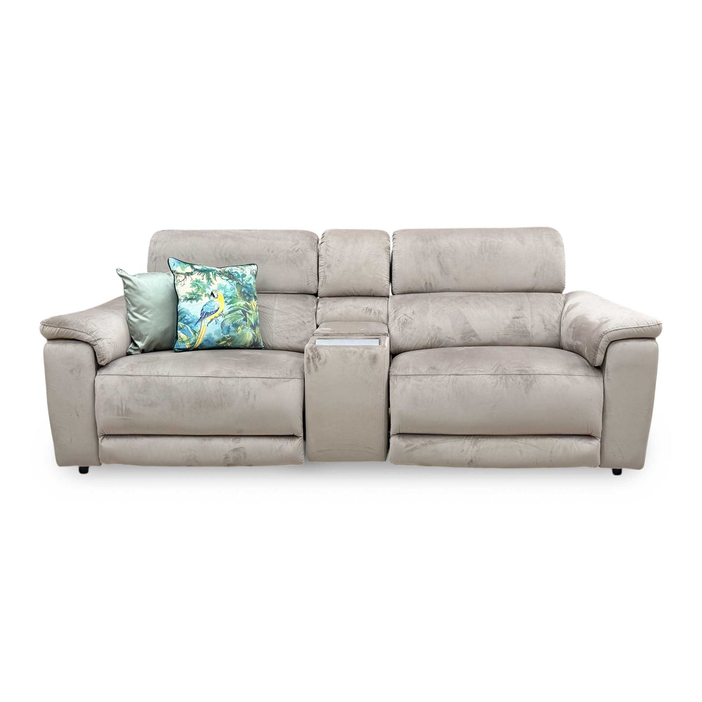 'Genius' Opulence Cedar 51014 Fabric 3 Seater Power Recliner Sofa with Power Headrests, Power Lumbar and Heated Seats