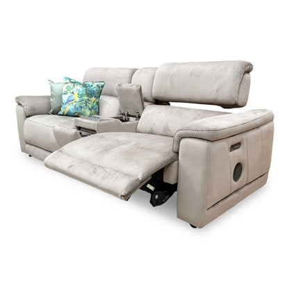 'Genius' Opulence Cedar 51014 Fabric 3 Seater Power Recliner Sofa with Power Headrests, Power Lumbar and Heated Seats