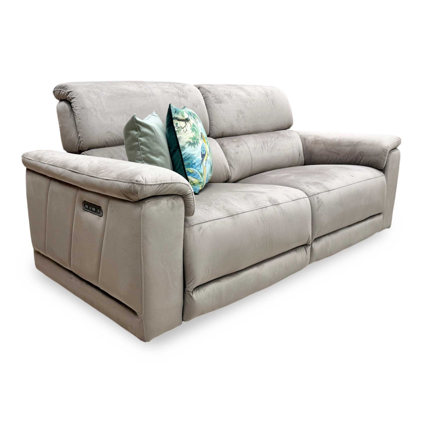 'Genius' Opulence Cedar 51014 Fabric 3 Seater Power Recliner Sofa with Power Headrests