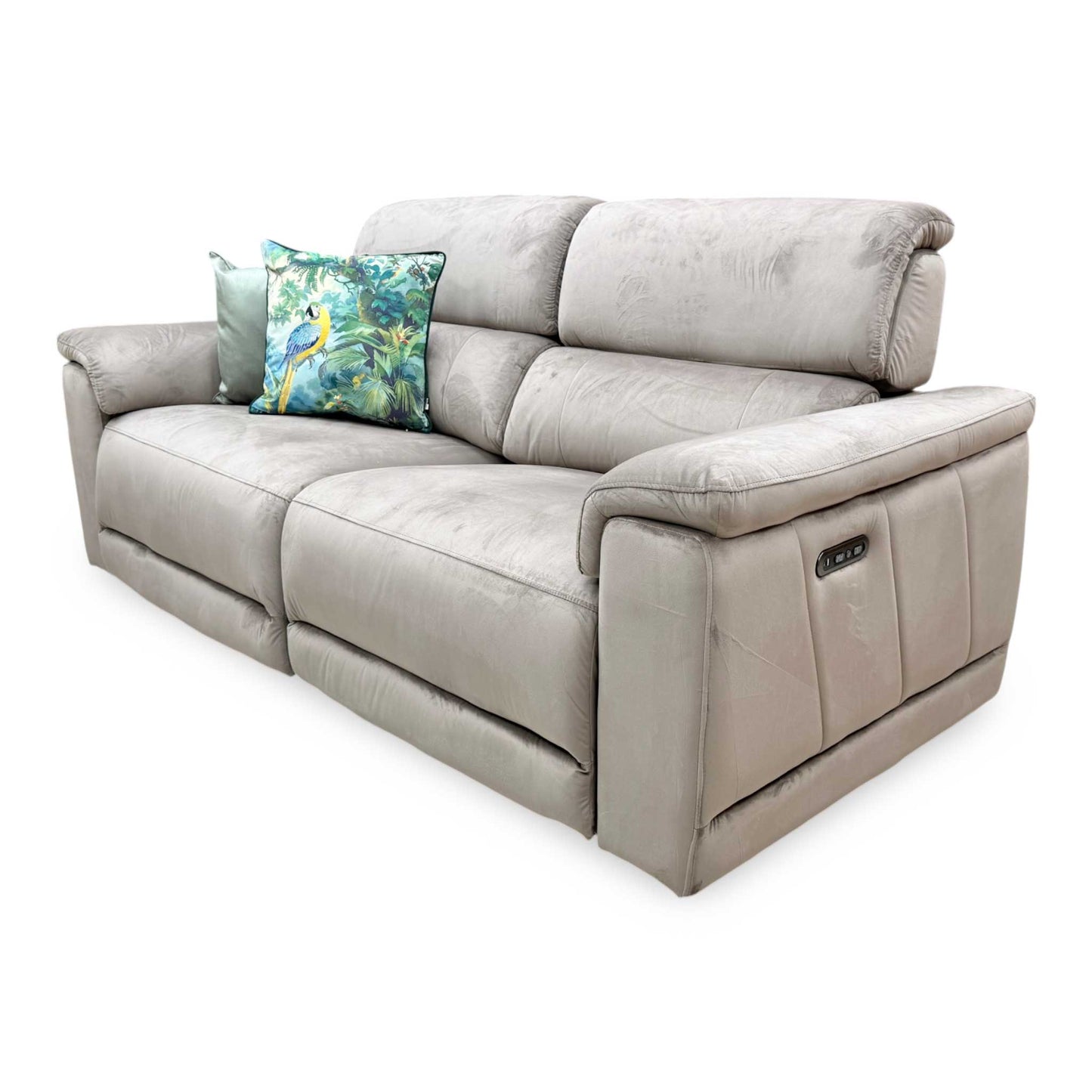 'Genius' Opulence Cedar 51014 Fabric 3 Seater Power Recliner Sofa with Power Headrests