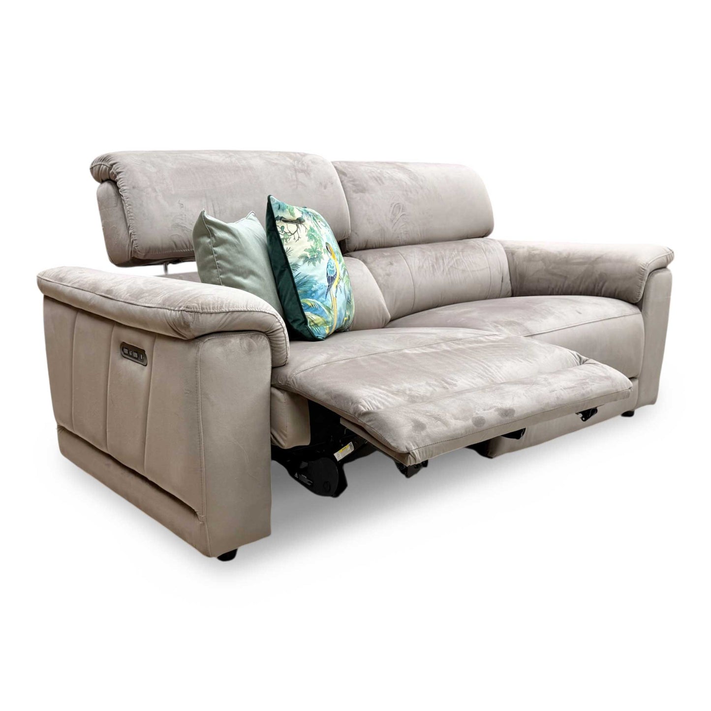 'Genius' Opulence Cedar 51014 Fabric 3 Seater Power Recliner Sofa with Power Headrests