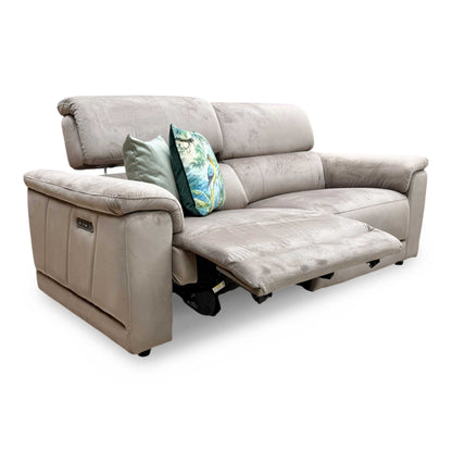 'Genius' Opulence Cedar 51014 Fabric 3 Seater Power Recliner Sofa with Power Headrests