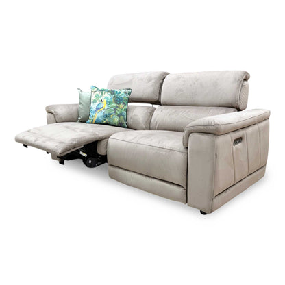 'Genius' Opulence Cedar 51014 Fabric 3 Seater Power Recliner Sofa with Power Headrests