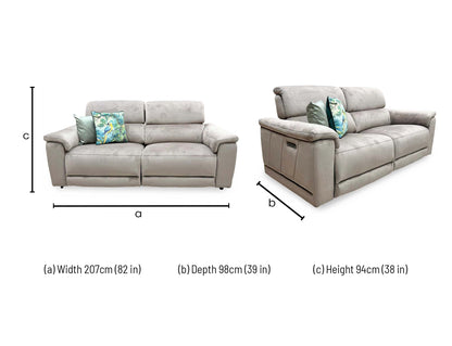 'Genius' Opulence Cedar 51014 Fabric 3 Seater Power Recliner Sofa with Power Headrests