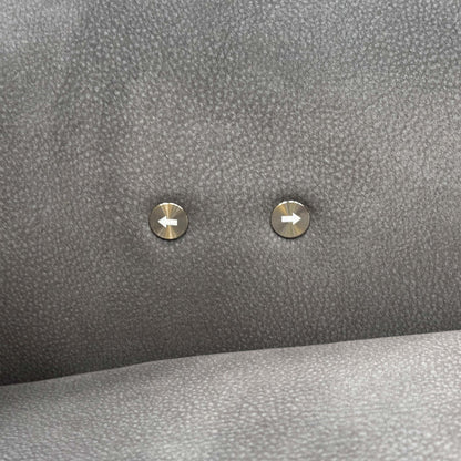 Close view of the Flex SFA-PEY-R08 graphite grey fabric upholstery, highlighting the durable woven texture, tight contrast stitching, and premium finish.