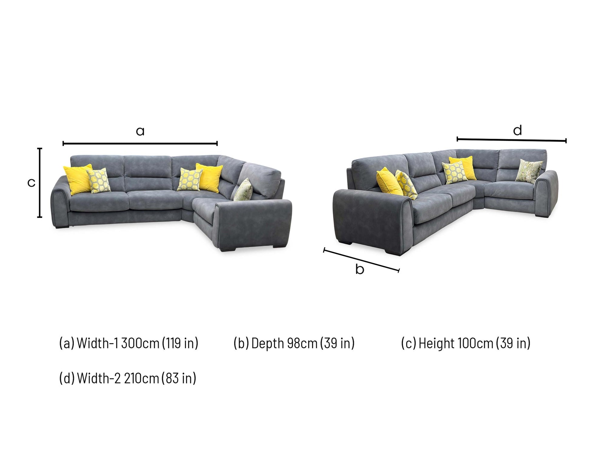 Technical dimension graphic for the Flex small corner sofa bed, indicating precise total width, chaise depth, frame height, and fully extended sleeping area measurements.