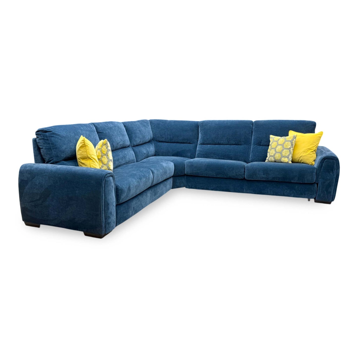 'Flex' Fab-Can-R330 Steel Blue Fabric Large Corner Sofa Bed with Storage Arms