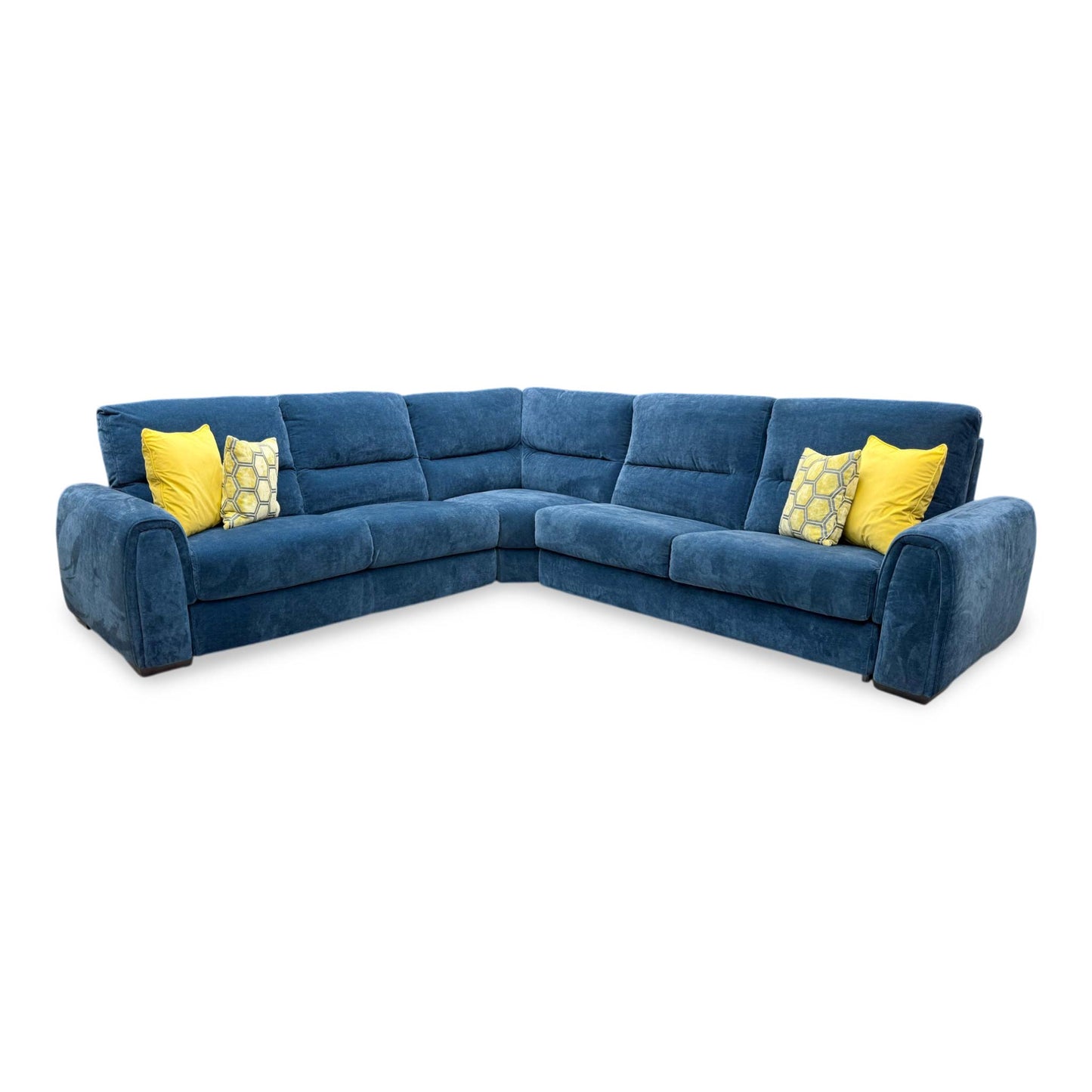 'Flex' Fab-Can-R330 Steel Blue Fabric Large Corner Sofa Bed with Storage Arms