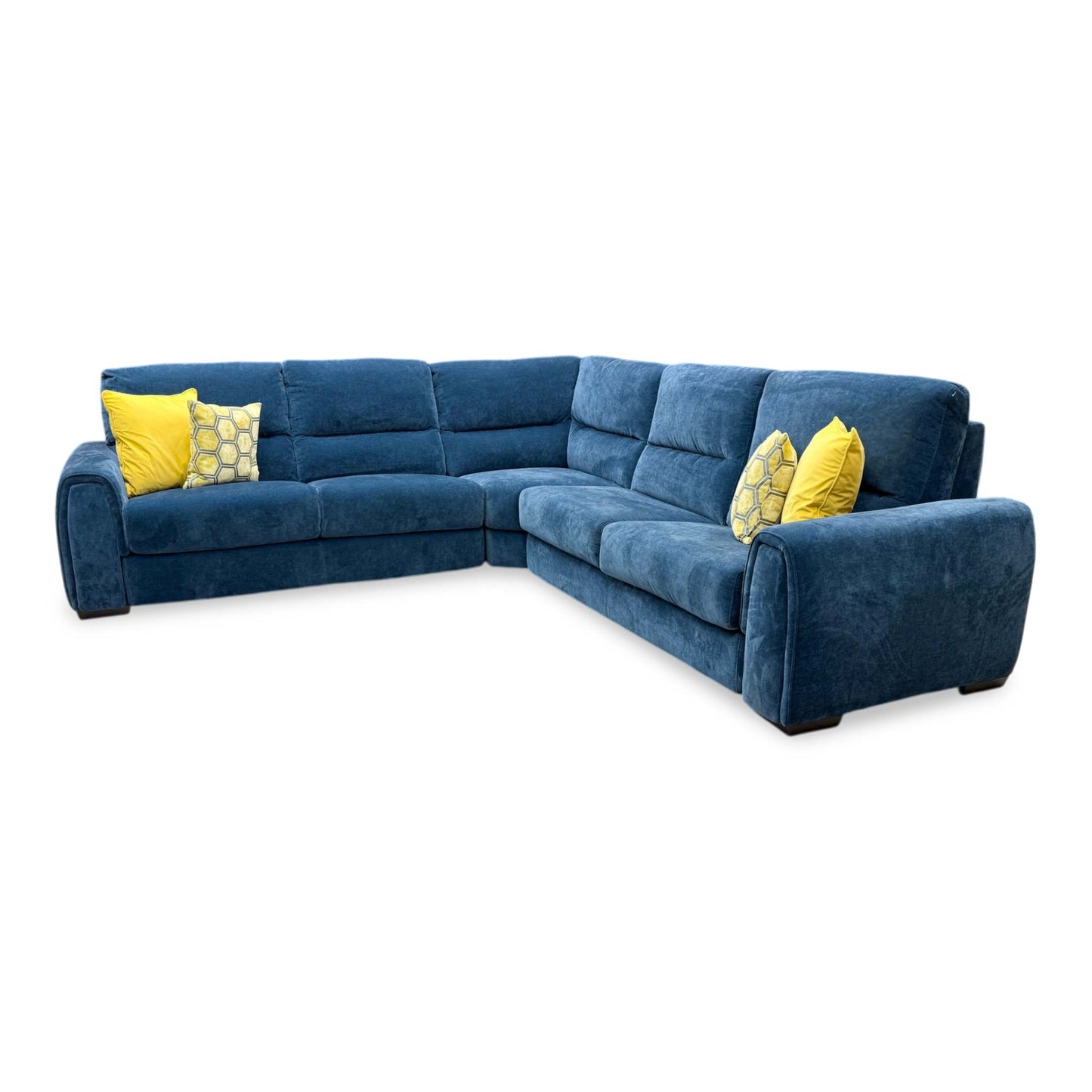 'Flex' Fab-Can-R330 Steel Blue Fabric Large Corner Sofa Bed with Storage Arms