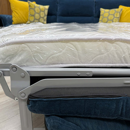 'Flex' Fab-Can-R330 Steel Blue Fabric Large Corner Sofa Bed with Storage Arms
