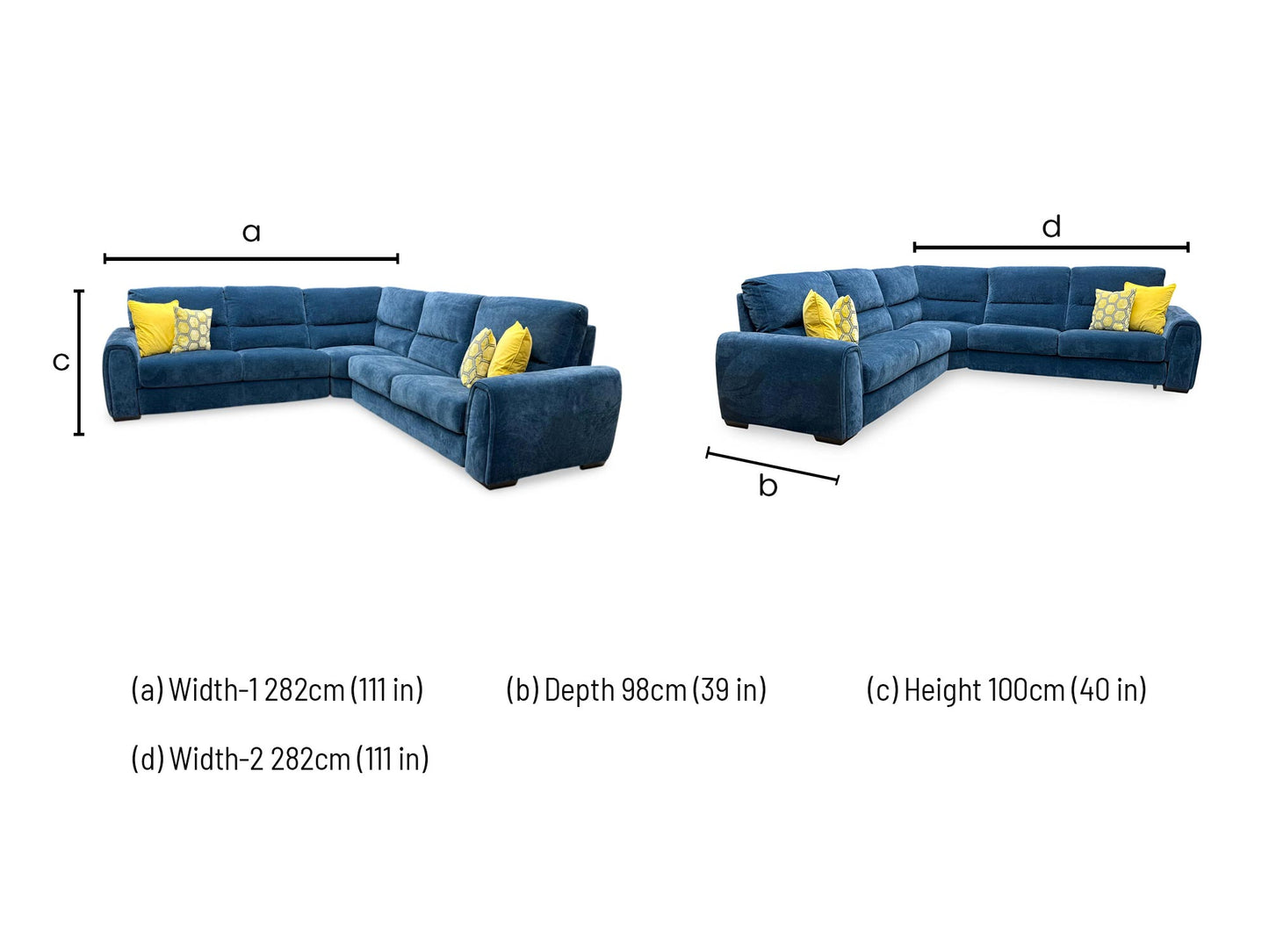 'Flex' Fab-Can-R330 Steel Blue Fabric Large Corner Sofa Bed with Storage Arms