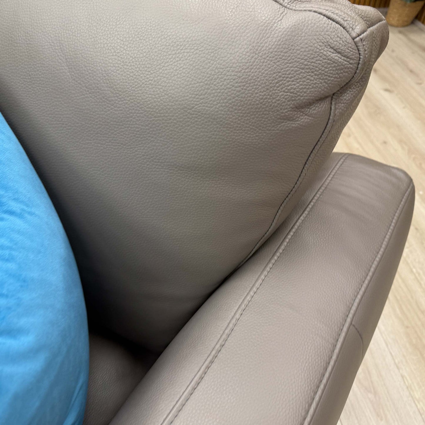 'Dinky' Elephant Grey Leather Left Hand Facing Corner Chaise End Sofa